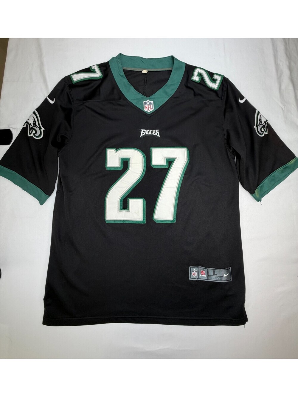 NFL Men's Jersey Philadelphia Eagles Short Sleeve Jenkins 27 V Neck Size L Black